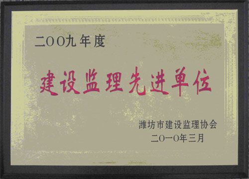 点击查看详细信息<br>标题：2009年度建设监理先进单位 阅读次数：5044