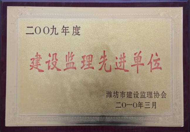 点击查看详细信息<br>标题：2009年度建设监理先进单位 阅读次数：2292