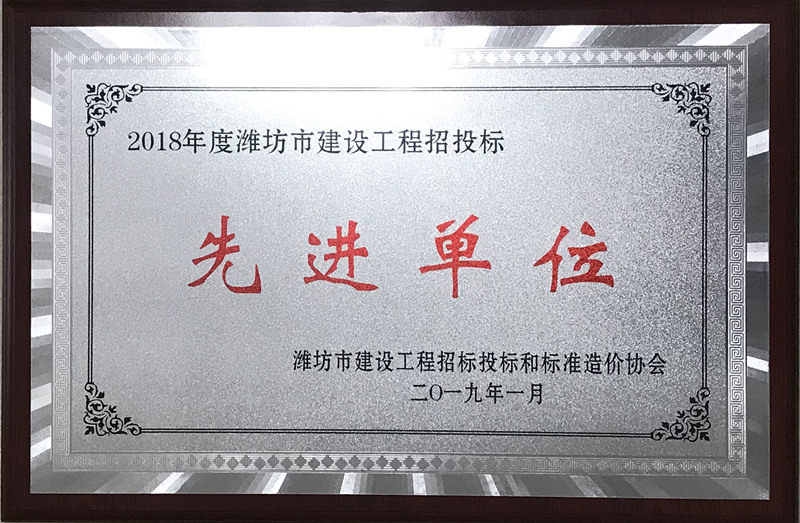 点击查看详细信息<br>标题：2018年度招标代理先进单位 阅读次数：1775